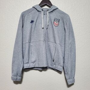 Nike Gray USA Women's Soccer Dri-Fit Cropped Hoodie Sweatshirt Women's Large